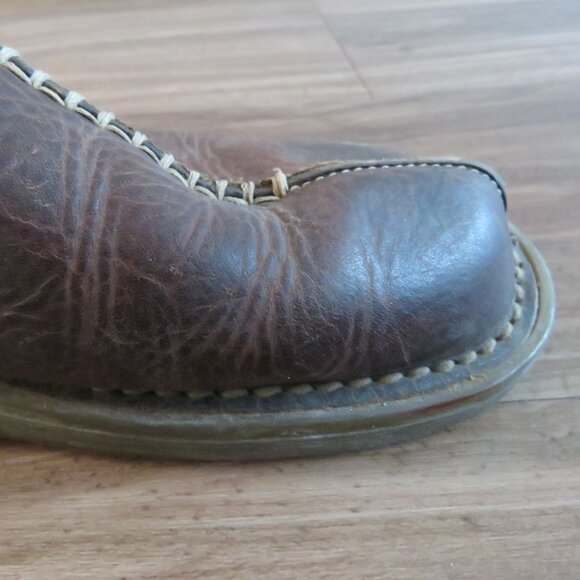 VINTAGE DR. MARTENS Slip On Chunky Wedge Brown Leather Sandals Clogs Y2K Size 6 - Picture 11 of 15